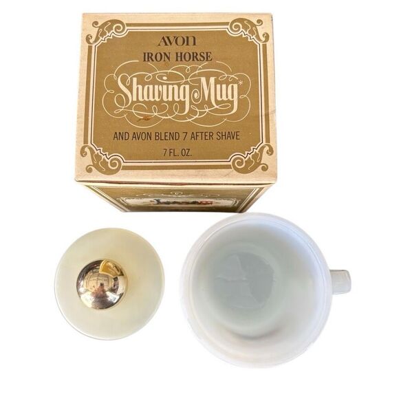 Avon Iron Horse Locomotive Shaving Mug & EMPTY Blend 7 After Shave Decanter - Picture 7 of 11